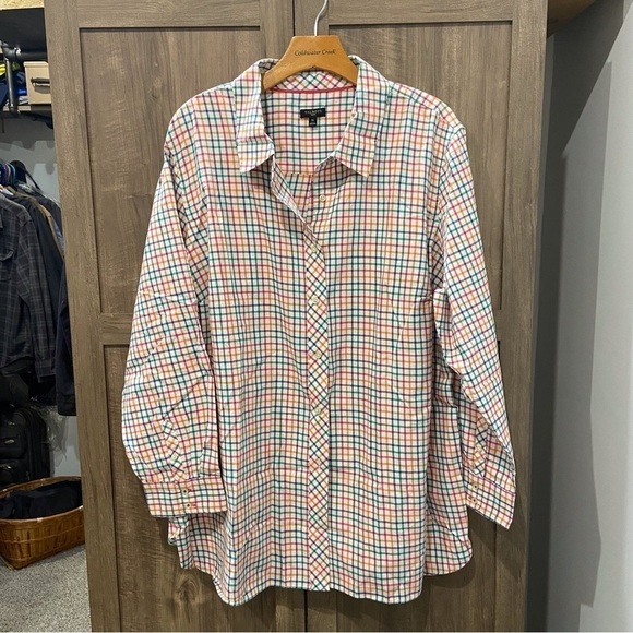 Talbots Woman 3X classic cotton shirt plus size Check pattern - Picture 1 of 11